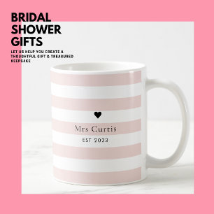 Modern enkel Snyggt Rosa Rand Kärlek Heart Bride Kaffemugg