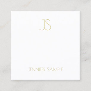 Modern enkel sofistikerad Guld Monogram Fyrkantigt Visitkort
