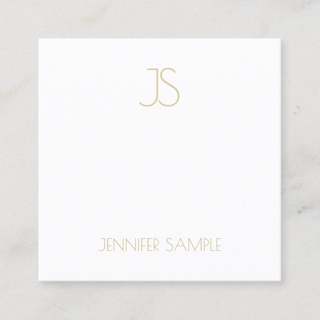 Modern enkel sofistikerad Guld Monogram Fyrkantigt Visitkort (Framsida)