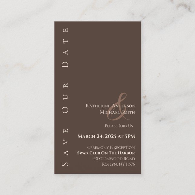 Modern enkel Spara datum-Land Brown Visitkort (Framsida)