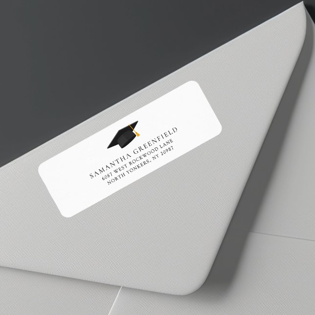 Modern enkel Studenten 2025-Returadress Returadress Etikett (Modern Graduation Cap 2025 Return Address Label)