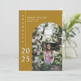 Modern enkel Studentfest för fotopapper i Guld Inbjudningar