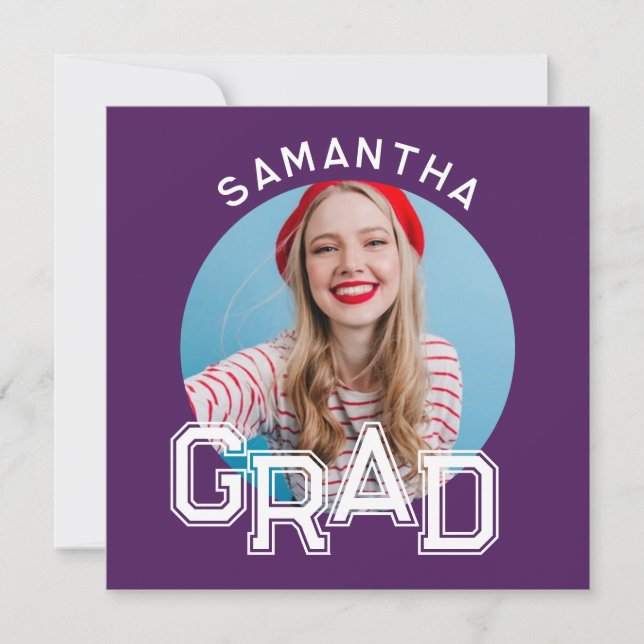 Modern Enkel Studentfoto Examen Inbjudningar (Framsida)