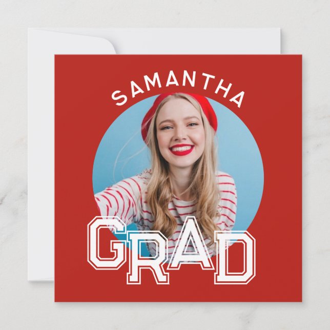 Modern Enkel Studentfoto Examen Inbjudningar (Framsida)
