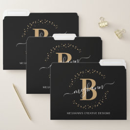 Modern Enkel Svart Guld Monogram Verksamhet