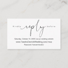 Modern Enkel Svart Kalligrafi, Online RSVP Tilläggskort