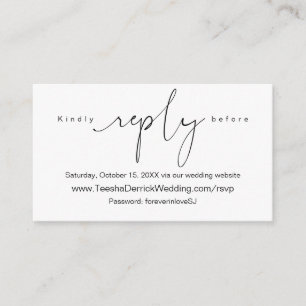 Modern Enkel Svart Kalligrafi, Online RSVP Tilläggskort