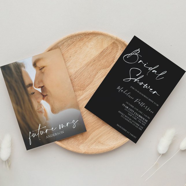 Modern enkel svart med foto-Möhippa Inbjudningar (Skapare uppladdad)