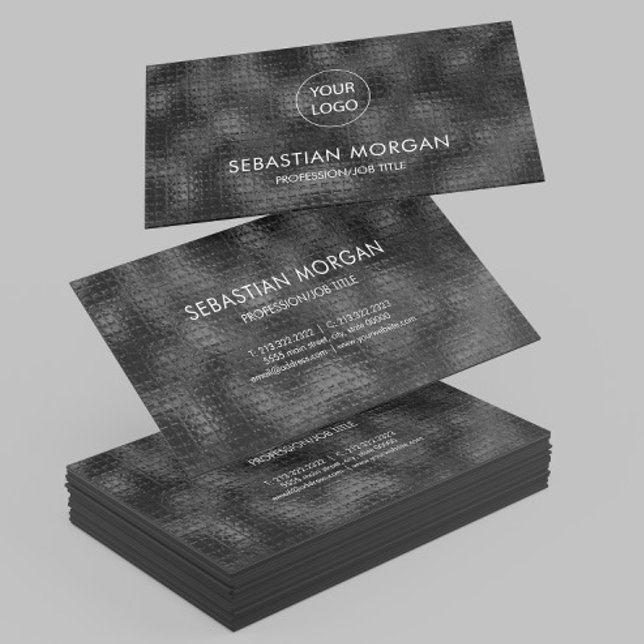Modern enkel, svart, minimalistisk texturerad visitkort (Skapare uppladdad)