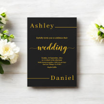 Modern enkel svart och Guld Elegant Chic Bröllop