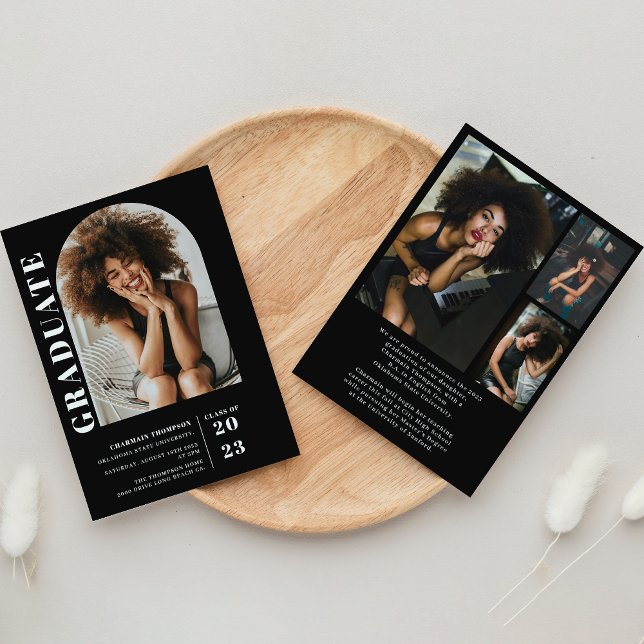 Modern enkel svart och vit bild Studenten Inbjudningar (Skapare uppladdad)