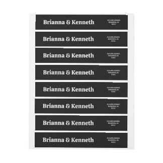 Modern enkel svart och vit Bröllop Etikettband