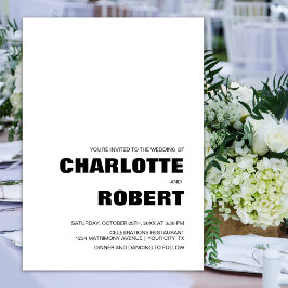 Modern enkel svart och vit Bröllop Inbjudningar