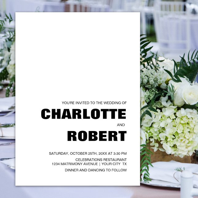 Modern enkel svart och vit Bröllop Inbjudningar (Skapare uppladdad)