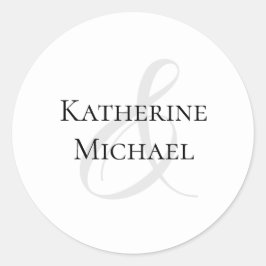 Modern enkel svart och vit-Bröllop- Runt Klistermärke