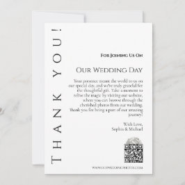 Modern enkel svart och vit-Bröllop Tack- Inbjudningar