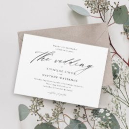 Modern Enkel Svart Och Vit Bröllopsfest Inbjudningar