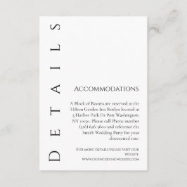 Modern Enkel Svart och Vit-Bruddetaljer- Tilläggskort