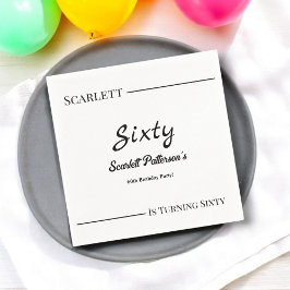 Modern enkel svart och vit Elegant födelsedag Pappersservett