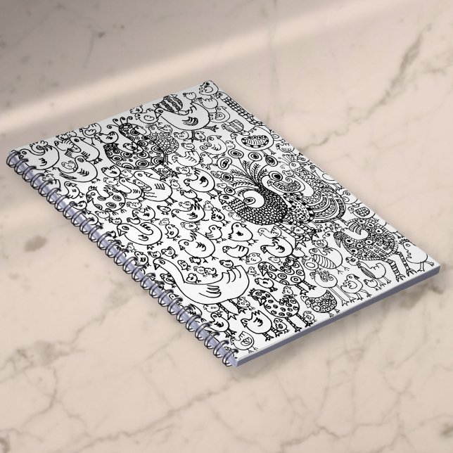 Modern Enkel Svart och Vit Fågelmönster Anteckningsbok (Modern Simple Black and White Birds Pattern Notebook)