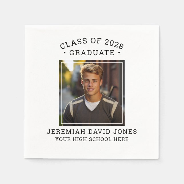 Modern enkel svart och vit foto Studenten Pappersservett (Framsidan)