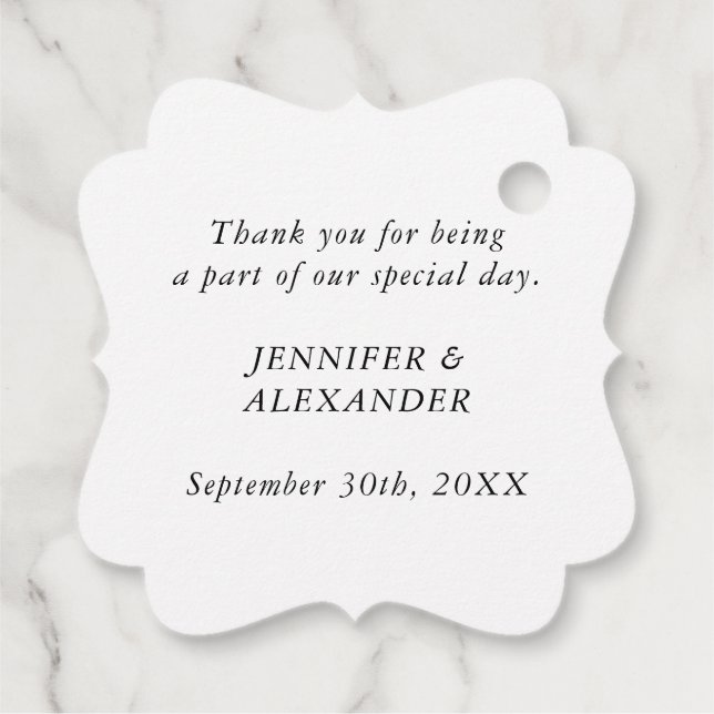 Modern enkel svart och vit monogram par Namn Gåvor Etiketter (Baksida)