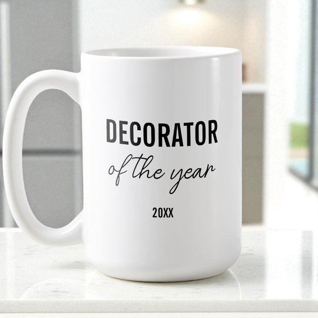 Modern Enkel Svart och Vit Skript Dekoratör Kaffemugg (Modern Simple Black and White Script Decorator Coffee Mug)