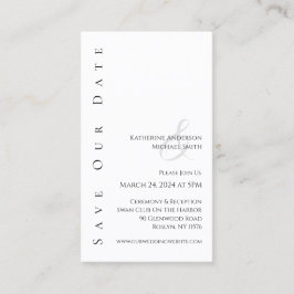 Modern Enkel Svart och Vit-Spara Datum- Visitkort