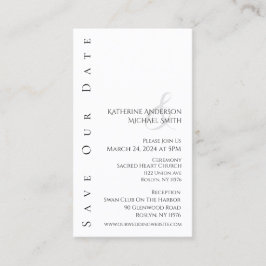 Modern enkel-svart och vit-spara datumet- visitkort