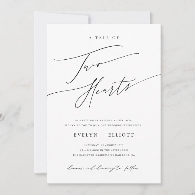 Modern enkel svart och vit tigrslös Bröllop Inbjudningar (Framsida)