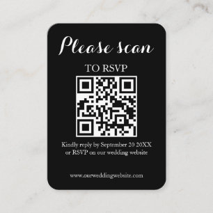 Modern enkel svart QR-kod och OSA Bröllop Tilläggskort
