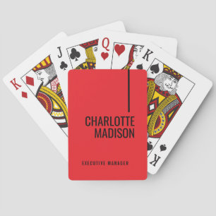 Modern Enkel Svart Röd Minimalistisk Fet Text Namn Casinokort