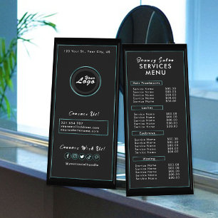 Modern Enkel Svart Teal Salong Meny Professionell