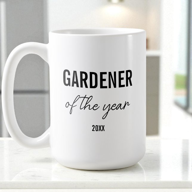 Modern Enkel Svart Typografi Anpassad Trädgårdsmäs Kaffemugg (Modern Simple Black Typography Custom Gardener Coffee Mug)