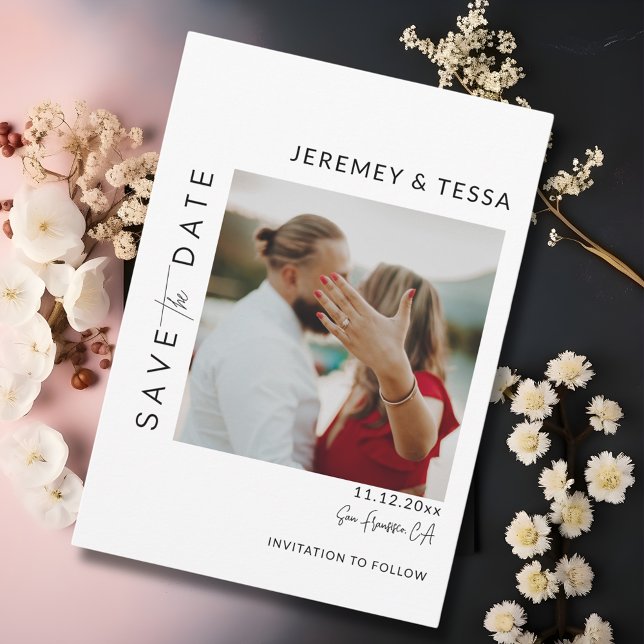 Modern enkel svart-vit fotografering spara datumet (Modern Simple Black and White Photo Save The Date
)