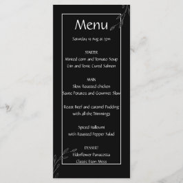 Modern enkel svart & vit minimalistisk blomstergir meny