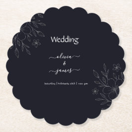 Modern enkel svart & vit minimalistisk blomstergir underlägg papper