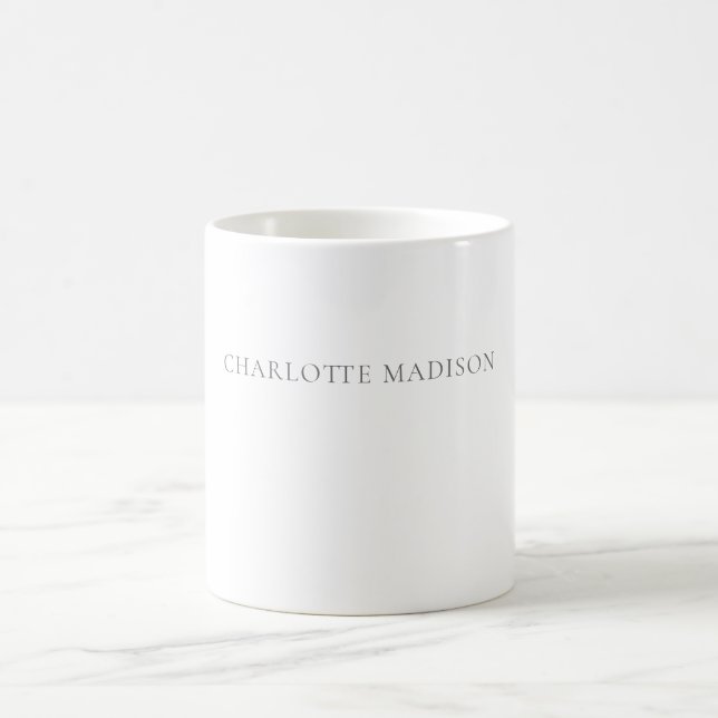 Modern Enkel Svart Vit Trendig Minimalist Namn Kaffemugg (Center)