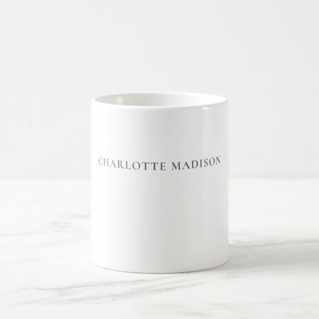Modern Enkel Svart Vit Trendig Minimalist Namn Kaffemugg (Center)