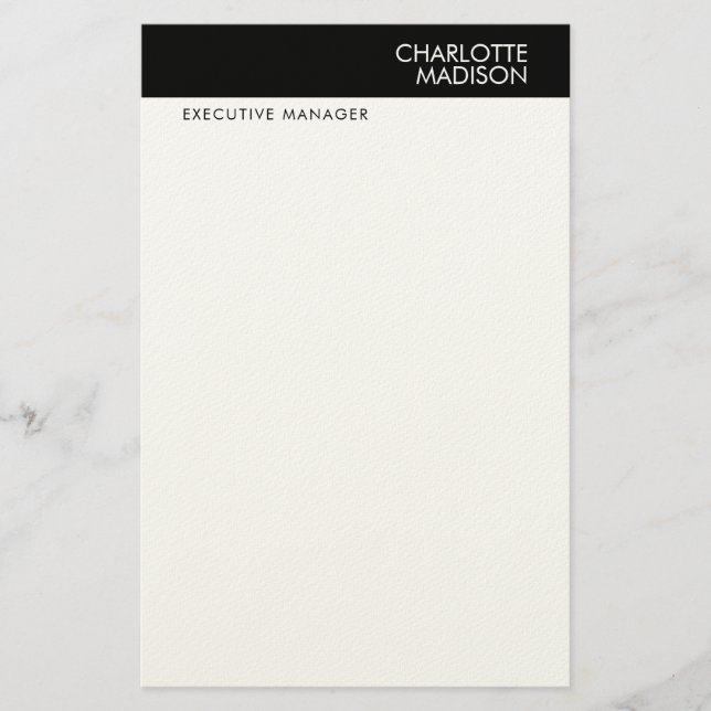Modern Enkel Svart Vit Trendig Minimalistisk Enkel Brevpapper (Framsida)