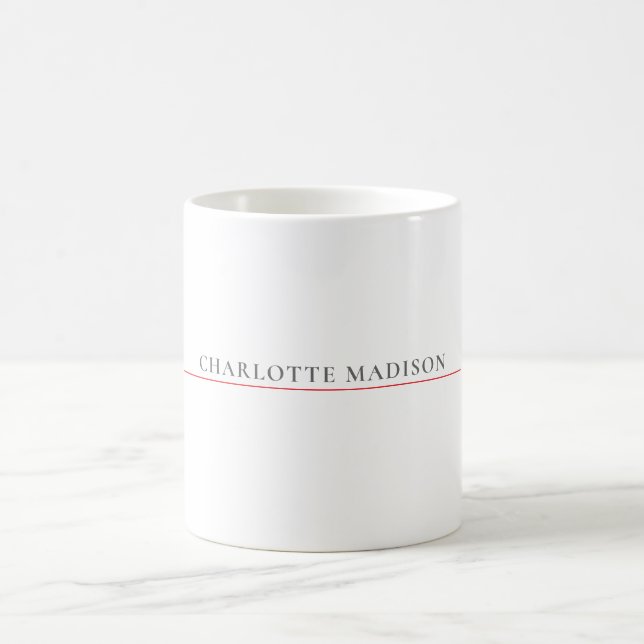 Modern Enkel Svart Vit Trendig Minimalistisk Namn Kaffemugg (Center)