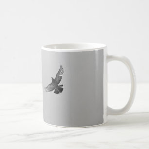 Modern enkel svartvit duva av flygfåglar kaffemugg