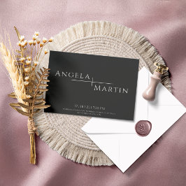 Modern enkel svartvit inbjudan till bröllop