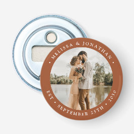 Modern enkel Terracotta Photo Wedding Favor Flasköppnare