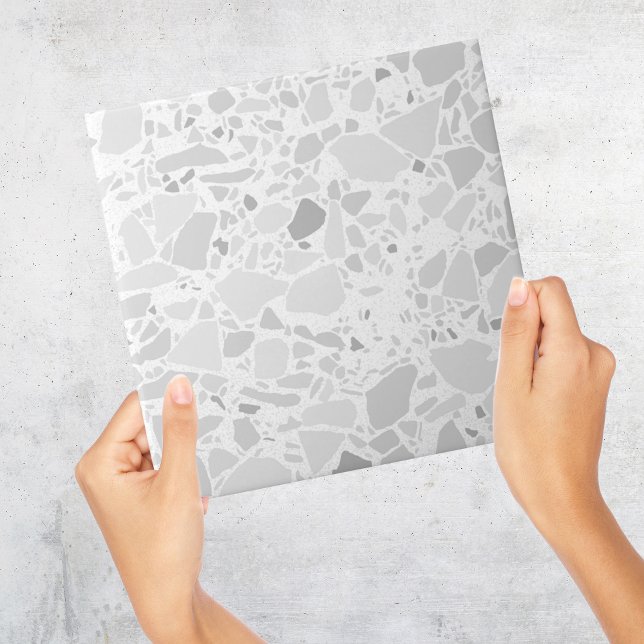 Modern enkel Terrazzo White Grått Tile Kakelplatta (Modern White Terrazzo Tile)