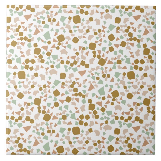 Modern enkel Terrazzo White Guld Tile Kakelplatta (Framsidan)
