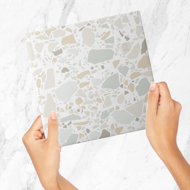 Modern enkel Terrazzo White Tile Kakelplatta (modern minimalist white terrazzo tile)