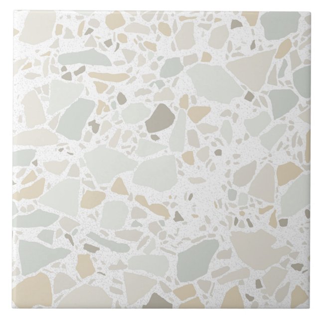 Modern enkel Terrazzo White Tile Kakelplatta (Framsidan)