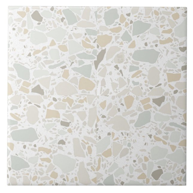 Modern enkel Terrazzo White Tile Kakelplatta (Framsidan)