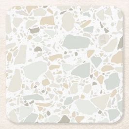 Modern enkel Terrazzo White Tile Underlägg Papper Kvadrat